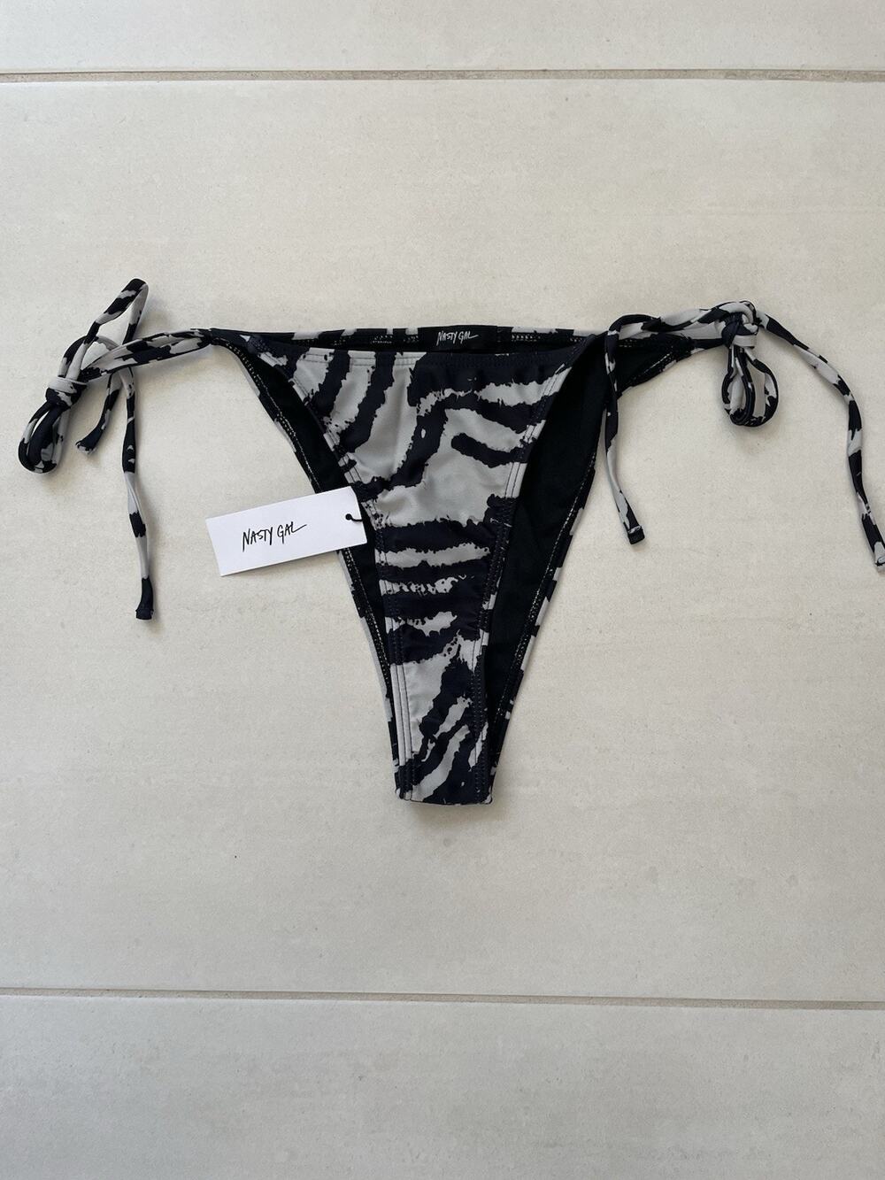 Nasty Gal Swim‎ String Bikini Bottom Zebra Print Swimwear